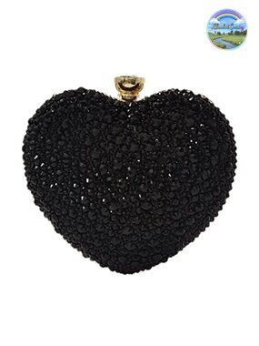Rhinestone Heart Shape Clutch Purse Mini Love Evening Handbag Party Wedding
